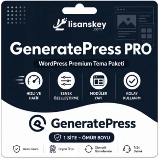 GeneratePress Premium WordPress tema lisansı ürün görseli, hafif, hızlı ve SEO dostu profesyonel tema çözümü