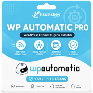 WP Automatic Pro lisans ürün görseli, WordPress otomatik içerik eklentisi, otomatik blog yazısı ve içerik çekme aracı