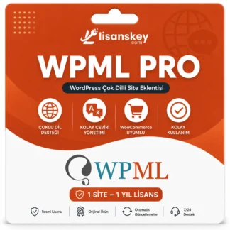 WPML lisans ürün görseli, WordPress çok dilli site eklentisi, çeviri yönetimi, multilingual WordPress ve SEO uyumlu dil desteği