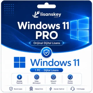 Windows 11 Pro dijital lisans görseli, orijinal Windows 11 Pro ürün anahtarı ve profesyonel aktivasyon çözümü